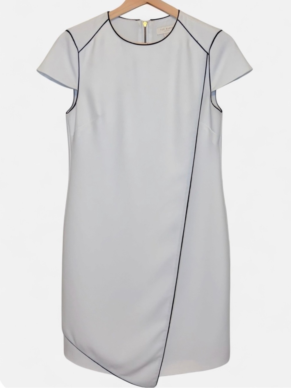 Ted Baker White Dress with Black Trim and Gold Zipper